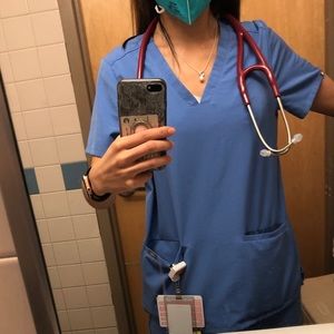 Figs Casma Scrub Top - Ceil Blue, SMALL